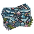 thumbnail image 1 of Ambesonne Marine Place Mats Set of 4, I Love Sea Animals Cartoon, Standard Size, Dark Blue Multicolor, 1 of 5