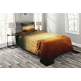 thumbnail image 1 of Ambesonne Marine Quilted Bedspread Set 2 Pcs, Boats on the Pier, Twin Size, Orange Black Pale Yellow, 1 of 3
