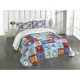 thumbnail image 1 of Ambesonne Marine Quilted Bedspread Set 3 Pcs, Cartoon Nautical, King Size, Multicolor, 1 of 5