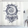 thumbnail image 1 of Ambesonne Marine Shower Curtain, Shell Anchor Butterfly Wheel, 69"Wx75"L, Dark Night Blue Ivory, 1 of 5