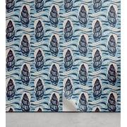 Ambesonne Marine Themed Peel & Stick Wallpaper for Home, Nautical Ocean Waves, 13"x36", Pale Azure Blue Peach