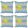 thumbnail image 1 of Ambesonne Marine Throw Pillow Cover 4 Pack, Angled Stripes Starfish, 20", Multicolor, 1 of 7