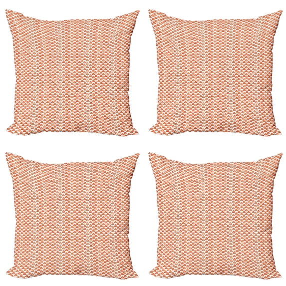 Ambesonne Marine Throw Pillow Cover 4 Pack, Origami Paper Boat Design, 18", Rust Orange and White