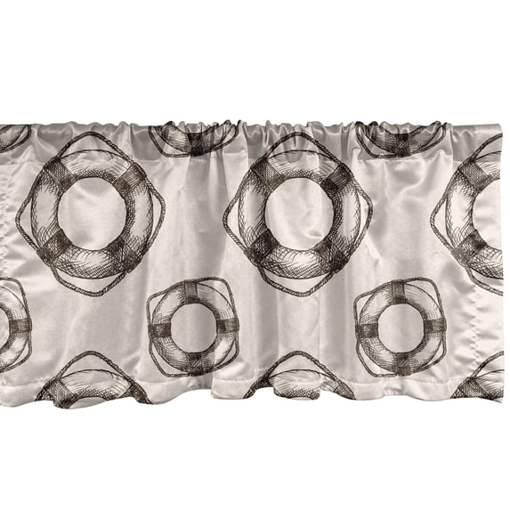 Ambesonne Marine Valance Pack of 2, Minimal Retro Rings Pattern, 42"X12", Eggshell and Charcoal Grey