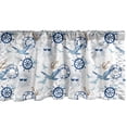 thumbnail image 1 of Ambesonne Marine Valance Pack of 2, Sun Anchor Rudder Seagulls, 54"X12", White Blue Almond, 1 of 4