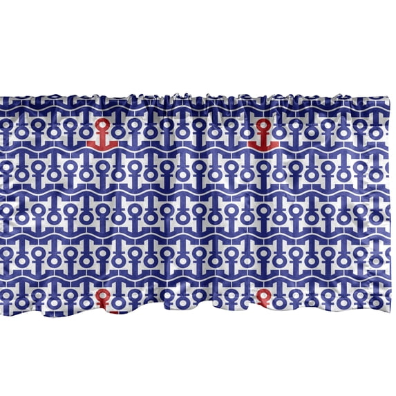 Ambesonne Marine Window Valance, Ship Journey Sea Ocean, 54" X 18", Navy Blue Red