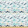 thumbnail image 1 of Ambesonne Maritime Fabric by the Yard Upholstery, Horizontal Seagulls Lines, 1 Yard, Seafoam White, 1 of 5