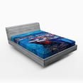 thumbnail image 1 of Ambesonne Maritime Fitted Sheet, Harbour by the Sea, Queen Size, Navy Red, 1 of 2