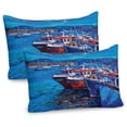thumbnail image 1 of Ambesonne Maritime Pillow Sham 2 Pack, Harbour by the Sea, 36"x20", Navy Red, 1 of 3