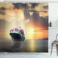 thumbnail image 1 of Ambesonne Maritime Shower Curtain, Cargo Ship at Sunset Photo, 69"Wx75"L, Multicolor, 1 of 5
