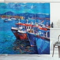 thumbnail image 1 of Ambesonne Maritime Shower Curtain, Harbour by the Sea, 69"Wx70"L, Navy Red, 1 of 5