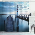 thumbnail image 1 of Ambesonne Maritime Shower Curtain, Lighthouse Sea at Sunrise, 69"Wx84"L, Dark Brown Slate Blue, 1 of 3