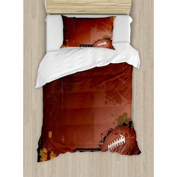 Ambesonne Maroon Duvet Cover Sets, American Football Art, 2-Twin, Brown Black