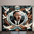 thumbnail image 1 of Ambesonne Martin Luther King Jr Day Curtains 2 Panel Set, Portrait, 108" x 84", Blue Grey and Pale Caramel, 1 of 3