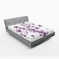 thumbnail image 1 of Ambesonne Mauve Fitted Sheet 2 Pcs Set, Flowers Leaf Butterlies, Queen, Purple White, 1 of 3