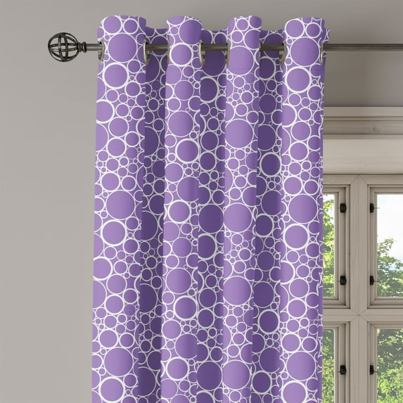 Ambesonne Mauve Grommet Curtain Single Panel, Abstract Fractal Circles, 50"x60", Violet White