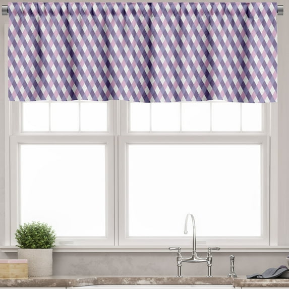 Ambesonne Mauve Valance Pack of 2, Mosaic Crossed Pattern, 54"X18", Mauve Lilac