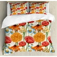 thumbnail image 1 of Ambesonne Meadow Duvet Cover Set, Aster Daisy Poppy Blossom, 2-Calking, Champagne and Multicolor, 1 of 7