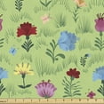 thumbnail image 1 of Ambesonne Meadow Fabric by the Yard Upholstery, Rural Flowers Field on Green, 1 Yard, Green Multicolor, 1 of 5