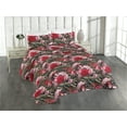 thumbnail image 1 of Ambesonne Meadow Quilted Bedspread Set 3 Pcs, Leaves Greenery Flowers Boho, Twin, Pastel Pink and Dark Pink, 1 of 4
