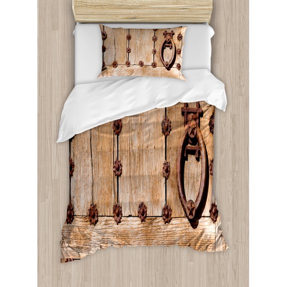 Ambesonne Medieval Duvet Cover Sets, Rusty Spanish Entrance, 2-Twin, Pale Brown
