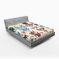 thumbnail image 1 of Ambesonne Medieval Fitted Sheet, Classic Royal Crown Motifs, Queen Size, Multicolor, 1 of 2