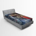 thumbnail image 1 of Ambesonne Medieval Fitted Sheet, Old Stone House Town, Twin XL Size, Grey Red Brown, 1 of 2