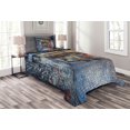 thumbnail image 1 of Ambesonne Medieval Quilted Bedspread Set 2 Pcs, Old Stone House Town, Twin Size, Grey Red Brown, 1 of 3
