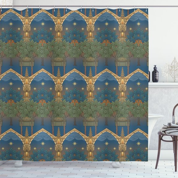 Ambesonne Medieval Shower Curtain, Antique City Architecture, 69"Wx70"L, Multicolor