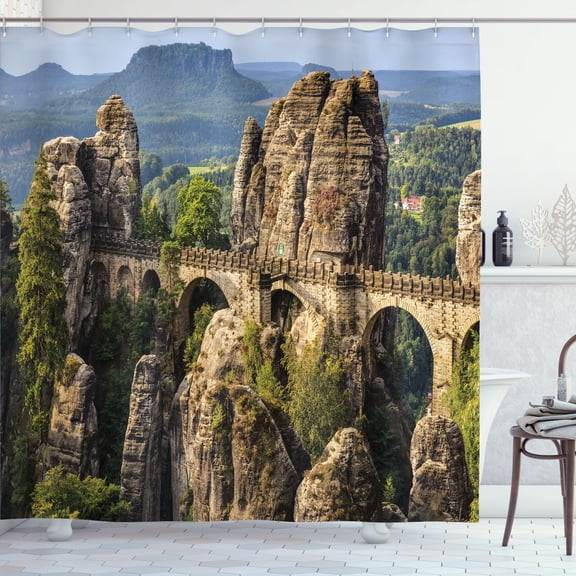 Ambesonne Medieval Shower Curtain, Germany Middle Age, 69"Wx75"L, Grey Green