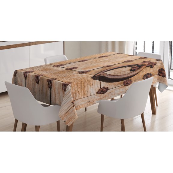 Ambesonne Medieval Tablecloth Rectangular Table Cover, Rusty Spanish Entrance, 52"x70", Pale Brown
