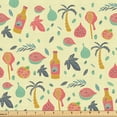 thumbnail image 1 of Ambesonne Mediterranean Fabric by the Yard Upholstery, Leaves Olives Figs, 1 Yard, Cream Coral Apricot, 1 of 5