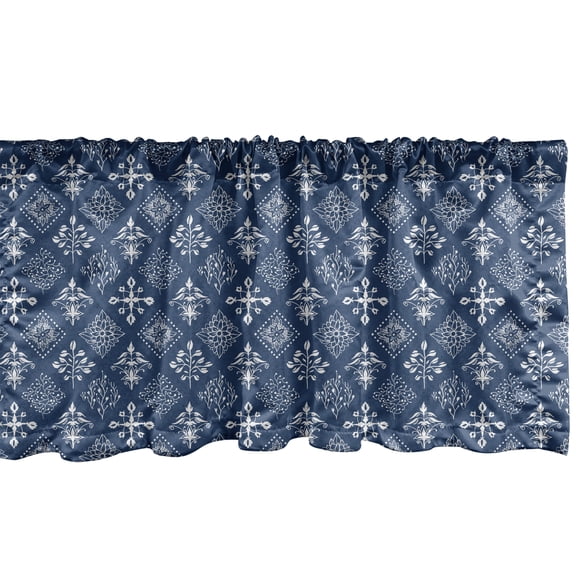 Ambesonne Mediterranean Window Valance, Rectangular Armor, 54" X 12", Navy Blue and White