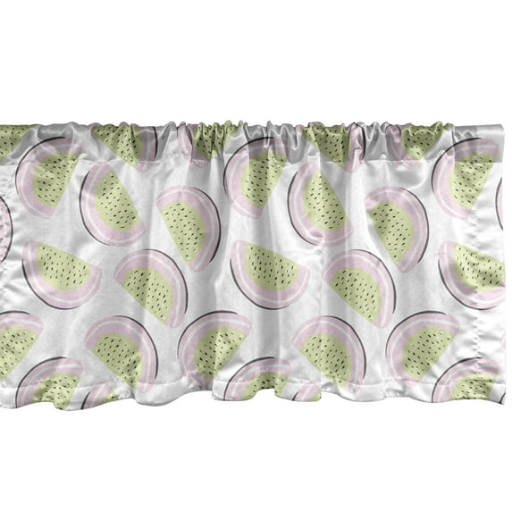 Ambesonne Melon Window Valance, Summer Pattern with Fresh Abstract Watermelon Slices, Curtain Valance for Kitchen Bedroom Decor with Rod Pocket, 54" X 12", Baby Pink Green