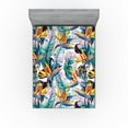 thumbnail image 1 of Ambesonne Memphis Vibes Fitted Sheet, Strelitzia and Bird, California King, Vermilion Lilac Teal, 1 of 5