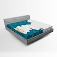 thumbnail image 1 of Ambesonne Mermaid Fitted Sheet, Girl Oceanic Hairstyle, Queen Size, Petrol Blue White, 1 of 3