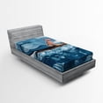 thumbnail image 1 of Ambesonne Mermaid Fitted Sheet, Mythical Sea Graphic, Twin XL Size, Navy Blue White, 1 of 2