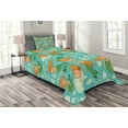 thumbnail image 1 of Ambesonne Mermaid Quilted Bedspread Set 2 Pcs, Cartoon Character Sea, Twin Size, Turquoise Marigold Green, 1 of 3