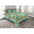 thumbnail image 1 of Ambesonne Mermaid Quilted Bedspread Set 3 Pcs, Cartoon Character Sea, Queen Size, Turquoise Marigold Green, 1 of 3