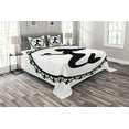 thumbnail image 1 of Ambesonne Mermaid Quilted Bedspread Set 3 Pcs, Vintage Cartoon Fish, Queen Size, Black White, 1 of 3