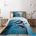 thumbnail image 1 of Ambesonne Mermaid Quilted Coverlet 2 Pcs, Flight of Dolphins, Twin Size, Blue, 1 of 5