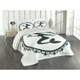 thumbnail image 1 of Ambesonne Mermaid Quilted Coverlet 3 Pcs, Vintage Cartoon Fish, Queen Size, Black White, 1 of 4