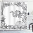 thumbnail image 1 of Ambesonne Mermaid Shower Curtain, Seashells Mermaid Myth, 69"Wx84"L, Grey White, 1 of 3