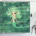 thumbnail image 1 of Ambesonne Mermaid Shower Curtain, Starfish Sea Cartoon, 69"Wx84"L, Green, 1 of 4