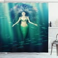 thumbnail image 1 of Ambesonne Mermaid Shower Curtain, Underwater Life, 69"Wx70"L, Green Aqua Purple, 1 of 3