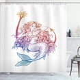 thumbnail image 1 of Ambesonne Mermaid Shower Curtain, Woman Sitting Palm Surreal, 69"Wx70"L, Dark Magenta Blue White, 1 of 1