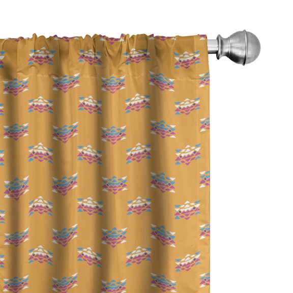Ambesonne Mexican Curtains, Aztec Colorful Vintage Plot, Pair of 28"x63", Earth Yellow and Pale Fuchsia