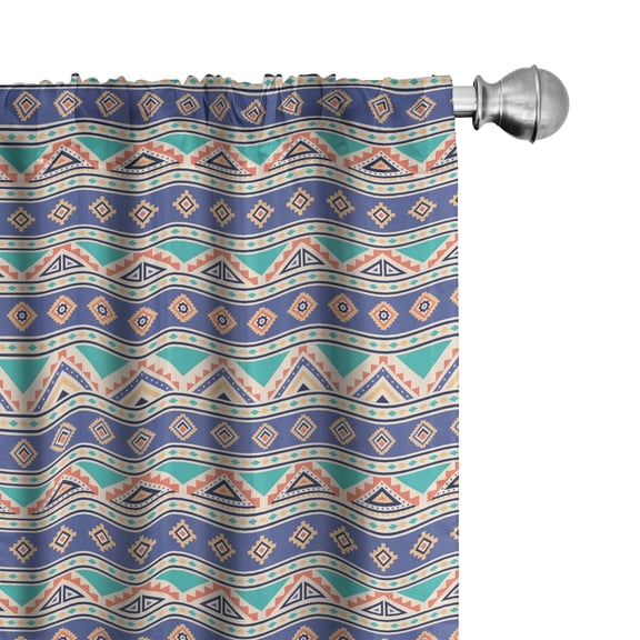 Ambesonne Mexican Curtains, Rhombus Square Aztec Art, Pair of 28"x63", Turquoise Burnt Sienna