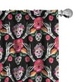 thumbnail image 1 of Ambesonne Mexican Curtains, Sugar Skulls Flowers Hands, Pair of 28"x84", Pink Jade Green and Apricot, 1 of 4