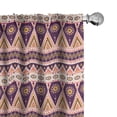 thumbnail image 1 of Ambesonne Mexican Curtains, Zigzag Flower Eye Print, Pair of 28"x63", Plum Earth Yellow Coral, 1 of 4
